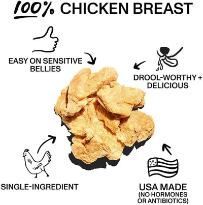 Spot & Tango Chicken Bites Dog Treats - Single Ingredient, 100% Chicken Breast - Freeze-Dried Treats - Grain & Gluten-Free - USA-Made - for Small, Medium, and Large Dogs