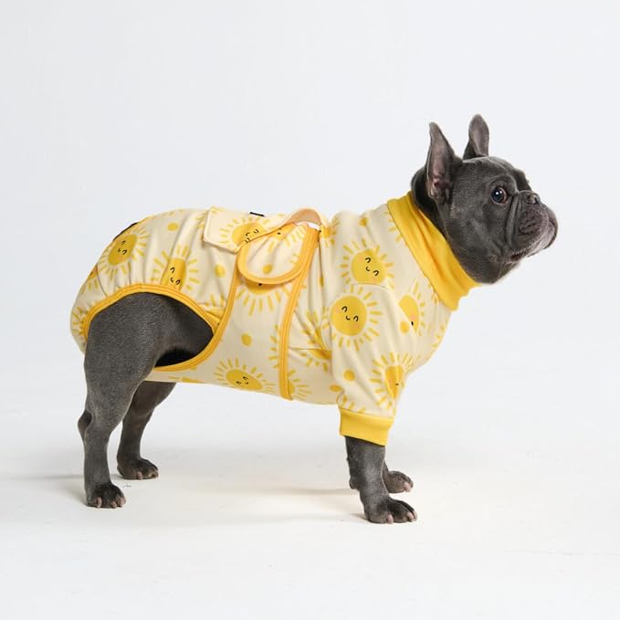 Spark Paws Dog Surgery Recovery Suit – Dog Recovery Suit After Surgery, Anti-Lick Dog Onesie, Abdominal Wound Protector, Soft Cone Alternative for Spay Neuter Male Female Pet Recovery - Sunshine - L