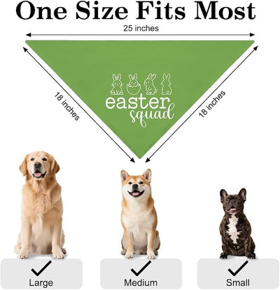 Easter Squad Funny Dog Bandana, Happy Easter Dog Bandana for Girls Boys Puppies, Green Spring Holiday Rabbit Pet Scarf Accessories, Cute Easter Pet Gifts for Dogs Lover Mom Dad