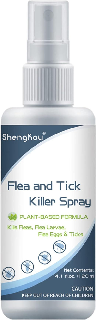 Flea and Tick Spray for Pets and Home - Plant-Based Essential Oil Formula - Natural and Effective Treatment for Ticks, Fleas and Insects - Indoor and Outdoor Use - Charity Donation Included
