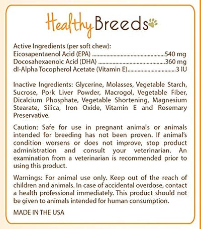 Healthy Breeds Black and Tan Coonhound Omega HP Fatty Acid Skin and Coat Support Soft Chews 90 Count