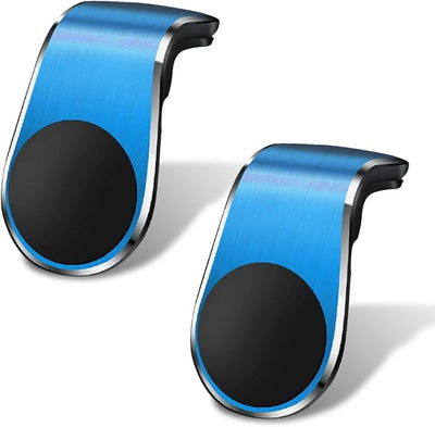 YoRise Magnetic Car Phone Holder, L Type 360° Rotatable Adjustable Car Air Vent Cellphone Mount, No-Hand Clip-On Navigation Bracket, Universal Vehicle Smartphones Stand Accessories (Blue-2PCS)