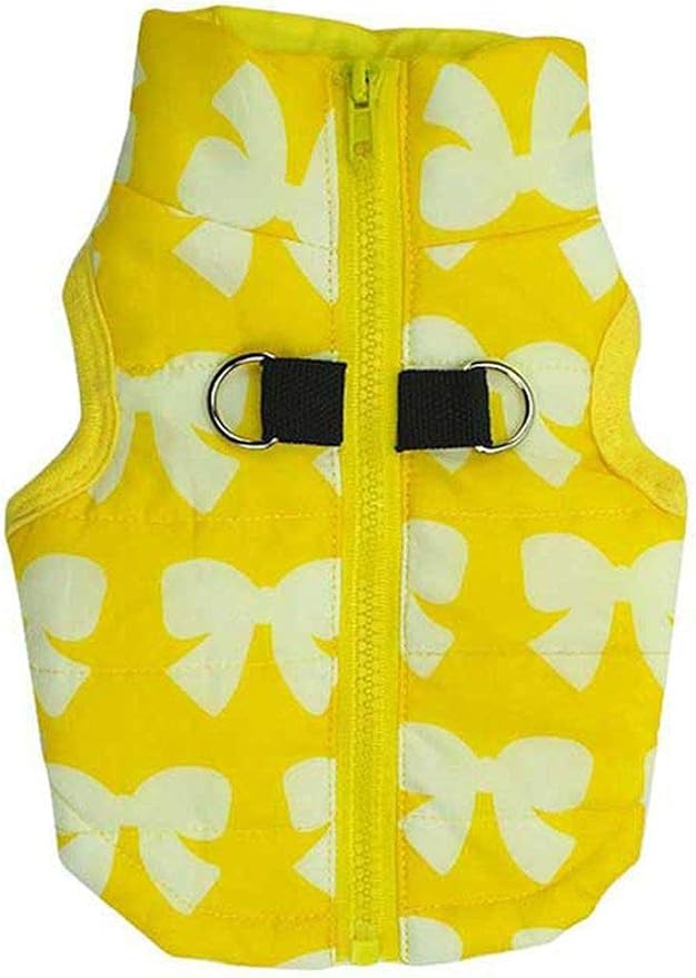 Warm Winter Waterproof Windproof Dog Vest - Coat for Cold Weather, Small/Medium Dogs (Yellow, Butterfly L)