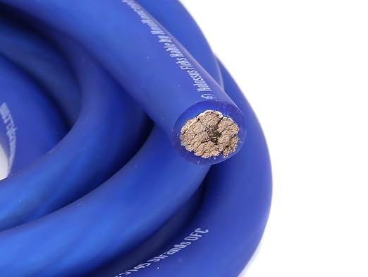 KnuKonceptz Kolossus Flex Kable OFC 0 Gauge Power Wire Copper Cable Blue (30 ft) 1/0 AWG