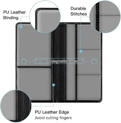 Valardoh Premium Car Registration and Insurance Card Holder, Car Document Holder for Cards, Driver License & other Essential Documents (Black)
