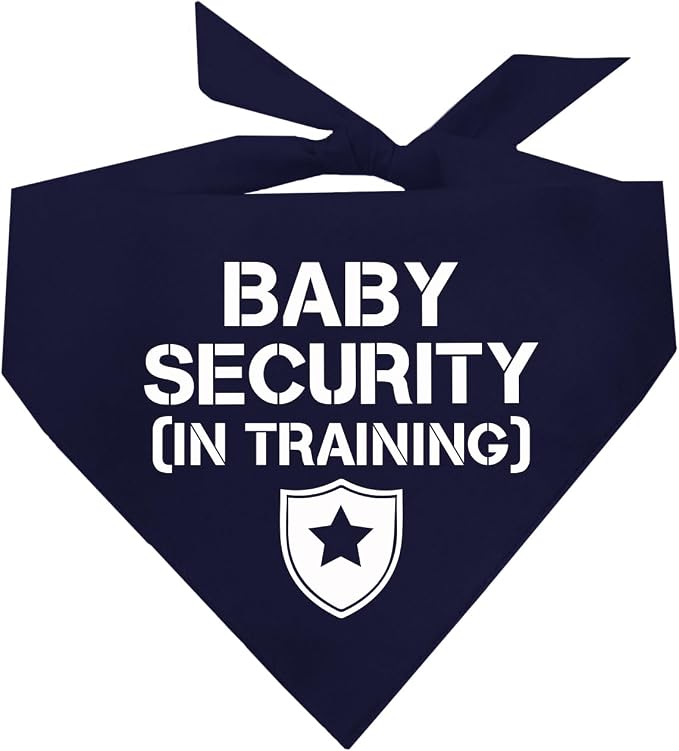 Baby Security in Training Dog Bandana | 100% Cotton Adjustable Triangle | Made in USA | New Baby | Pregnancy Announcement Photoshoot Prop | Gender Reveal | Navy X-Small (223)
