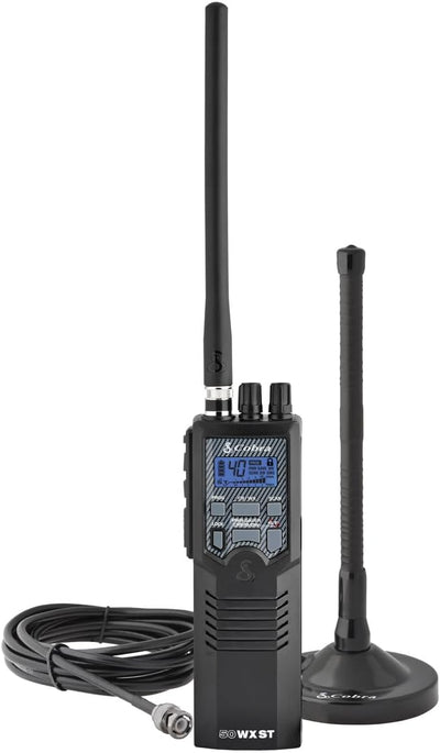 Cobra HHRT50 Road Trip CB Radio - 2-Way Handheld Emergency Radio with Access to Full 40 Channels & NOAA Alerts, Rooftop Magnet Mount Antenna and Omni-Directional Microphone, Black, 6.3" x 2" x 1.75"