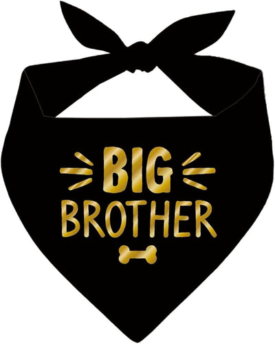 Big Brother Dog Bandana, Black Gold Pet Dog Scarf Accessories, Pregnancy Announcement Big Brother Baby Reveal, Pet Dogs Triangle Scarf, Dogs Bandana for Small Medium
