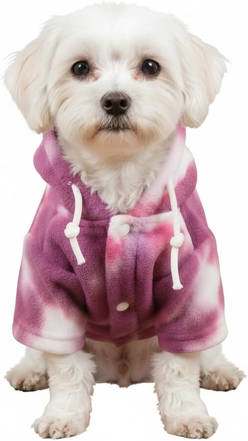 Mklhgty Tie Dye Dog Hoodie, Winter Coat for Small Dogs - Ultra-Soft Adjustable Warm Hood, Breathable Comfort Fabric for Daily Use