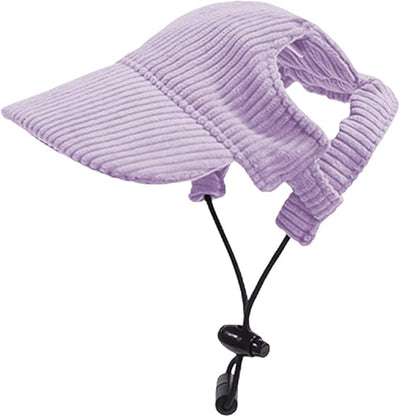 Dog Baseball Cap, Dog Cat Summer Beach Visor Hat with Ear Holes, Adjustable Puppy Sunbonnet Headdress (Purple, X-Small)