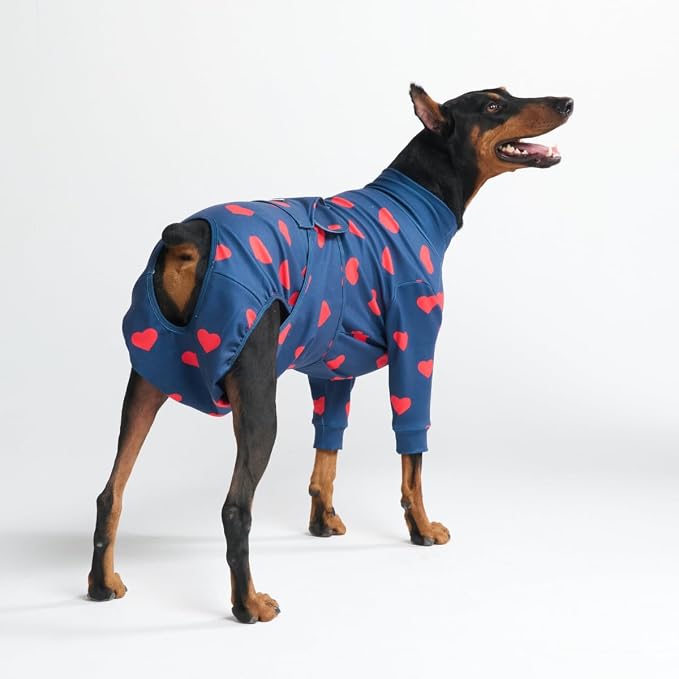 Spark Paws Dog Surgery Recovery Suit – Dog Recovery Suit After Surgery, Anti-Lick Dog Onesie, Abdominal Wound Protector, Soft Cone Alternative for Spay Neuter Male Female Pet Recovery - Hearts - 3XL