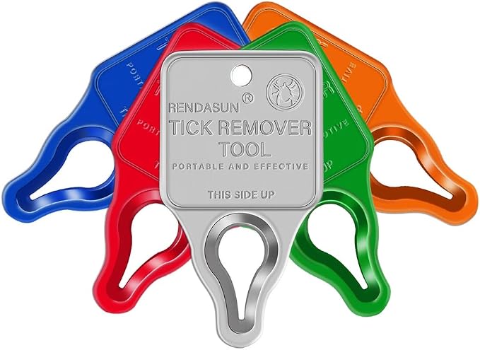 Tick Remover Tool, Quick and Safe, and Reliable Suitable for Pets, Animals, and Humans, Essential Remover Tool for Portable Outdoor Living (5 Pack Orange Red Blue Green Silver)