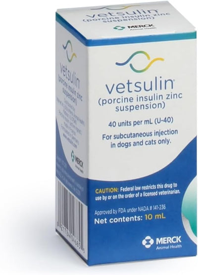 VETSULIN (porcine Insulin zinc susp.) Injection for Dogs & Cats, 10mL, U-40 | Porcine Insulin Zinc Suspension for dogs and cats, canine & feline diabetes management, use with U-40 syringe only