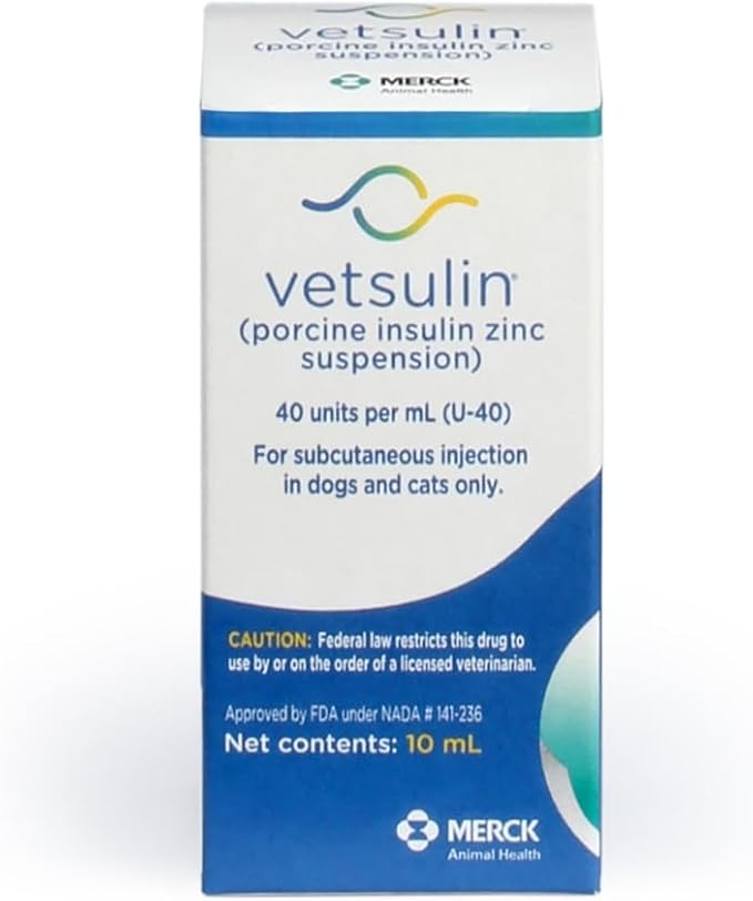 VETSULIN (porcine Insulin zinc susp.) Injection for Dogs & Cats, 10mL, U-40 | Porcine Insulin Zinc Suspension for dogs and cats, canine & feline diabetes management, use with U-40 syringe only