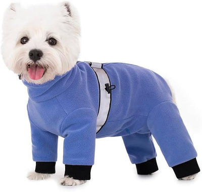 Polar Fleece Dog Pajamas Bodysuit - Small Medium Dog Winter Jacket & Sweater - Four-Legged Warm Clothes