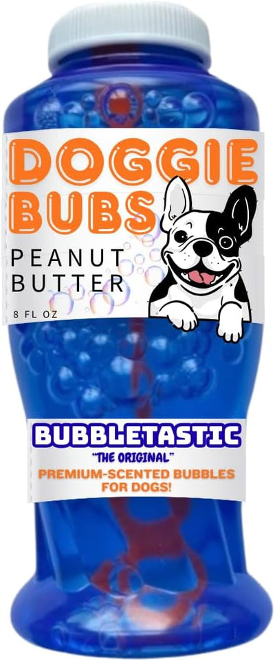 Bubbletastic Peanut Butter Scented Dog Bubbles 8 Ounce Bottle, Non Toxic, Tear Free