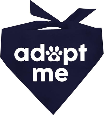 Adopt Me Dog Bandana | 100% Cotton | Made in USA | Adoption Event Prop Photoshoot | Rescue | Puppy | New Dog | Navy, One Size (326)
