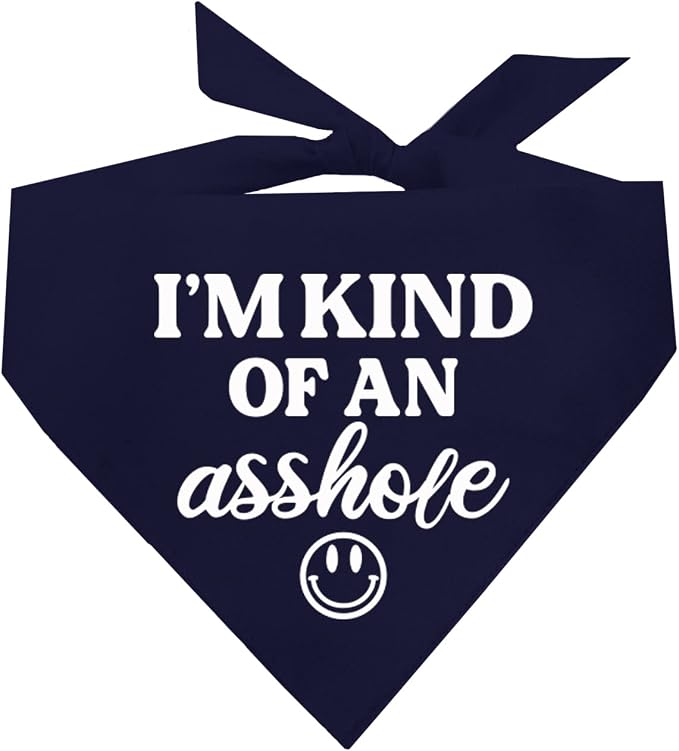 I'm Kind of an A (Problem) Dog Bandana | 100% Cotton Adjustable Triangle | Made in USA | Do Not Pet | Funny Warning for Reactive or Moody Dogs |Navy, X-Small (31)