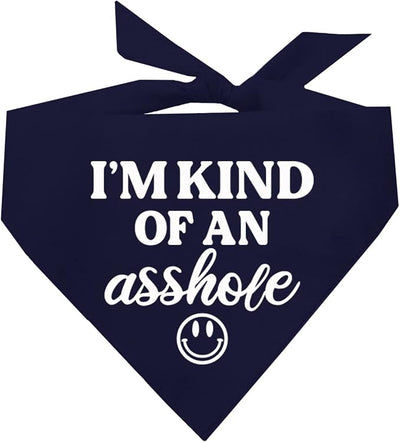 I'm Kind of an A (Problem) Dog Bandana | 100% Cotton Adjustable Triangle | Made in USA | Do Not Pet | Funny Warning for Reactive or Moody Dogs |Navy, X-Small (31)