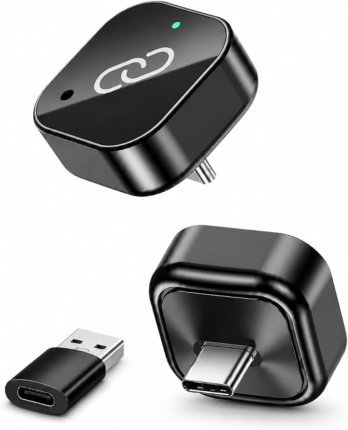 Wireless CarPlay & Android Auto Adapter USB-C, 2-in-1 CarPlay Wireless Adapter for iPhone & Android, 5GHz WiFi, Fast Auto Connect, Plug & Play, Includes USB-C to USB-A Adapter