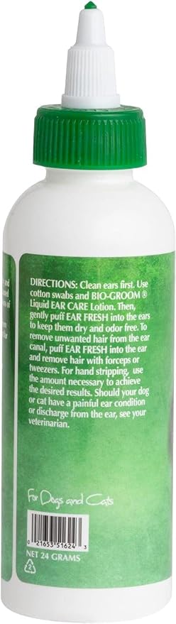 Bio-groom Dog Grooming Ear Fresh Powder - Cat & Dog Ear Cleaner, Bathing Supplies, Puppy Wash, Cruelty-Free, Made in USA - 24 g 1-Pack