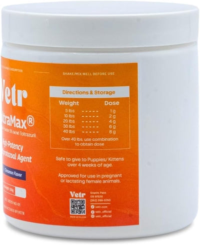 Vetr's Toltramax Toltrazuril Powder for Horses, Dogs, Cats, 100g (5.0%, Cinnamon)