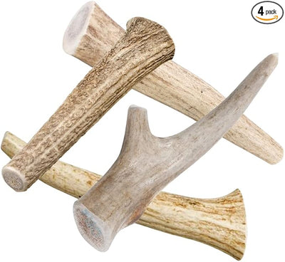 hotspot pets Deer Antlers for Dogs - 7+ Inch Large Dog Antler Chews Naturally Shed Antler Bone (4 Pack) for Large Breed Aggressive Chewers - Sourced in USA -Promotes Dental Hygiene- Rich in Calcium