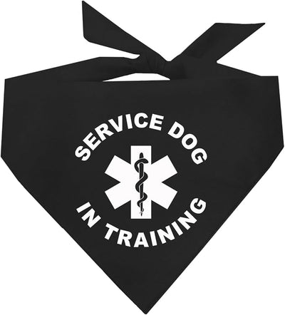 Service Dog in Training Dog Bandana | 100% Cotton Adjustable Triangle |Service Dog | Working Animal | Assistance | Black, X-Small |(289)