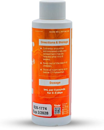 Toltrazuril 5.0% for Horses, Dogs, Cats, 120mL/4 Ounce, for Non-Food Chain Animals