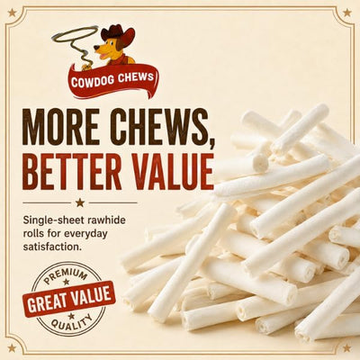 Cowdog Chews Retriever Roll 9-10 inch All Natural Rawhide Dog Treat (10 Pack)