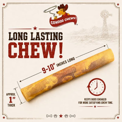 Cowdog Chews Rawhide Gourmet Meaty Rolls 9-10 (10 Pack) Premium Dog Treats with Savory Beef Filling, Long-Lasting Chew for Aggressive Chewers, High-Protein, Natural Ingredients