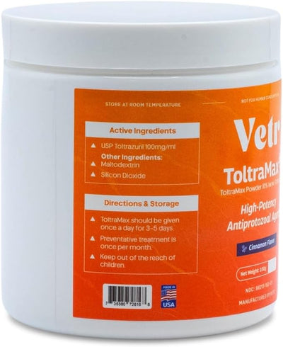 Vetr's Toltramax Toltrazuril Powder for Horses, Dogs, Cats, 100g (10.0%, Cinnamon)