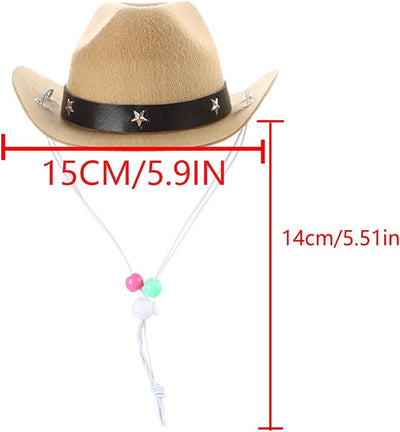 Pet Dog Costume Cowboy Hat Cosplay Cap Puppy Pet Dog Cat Holiday Pet Party Decoration (Khaki)