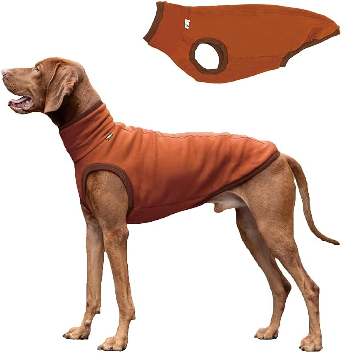 Sweatshirt for Vizsla/Weimaraner/Poodle/Dalmatian/German Dog, Reflective Sleeveless Warm Cotton Clothes for Big Dogs (Orange, XXX-Large(Chest 31''. back26''))