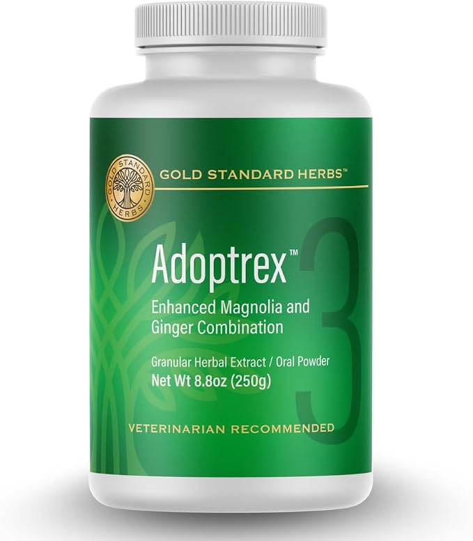 Adoptrex Gut and Pancreatic Function Support Supplement for Dogs by Gold Standard Herbs, All Natural Magnolia and Ginger Combination Powder (250 gram)