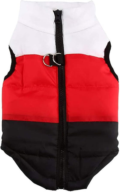 Winter Waterproof Windproof Vest Coat for Cold Weather - Warm Jacket for Small Medium Dogs (Not Suitable for Big Dogs) White/Red/Black L