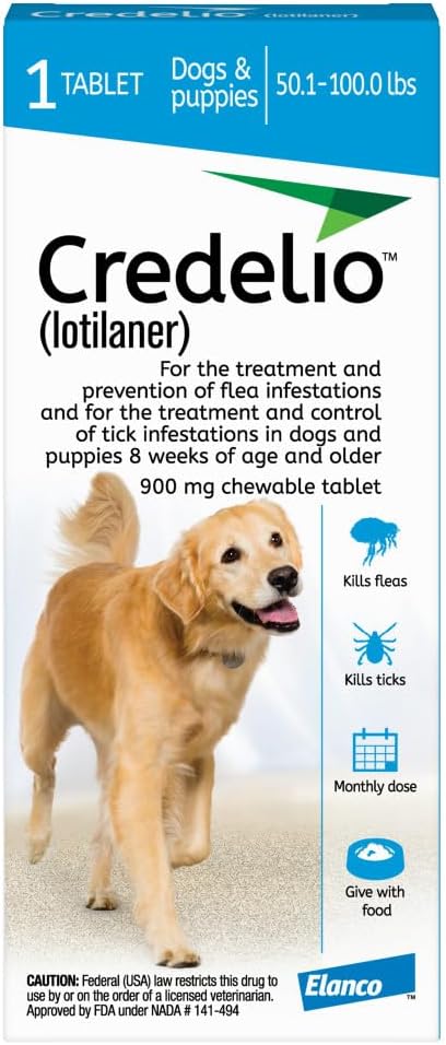 Credelio Tick & Flea Infestation Prevention and Treatment for Dogs 50.1-100 lbs. | 1-Month Supply
