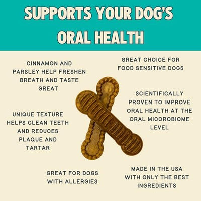 Jiminy's Dental Chews for Dogs, Cinnamon Flavor, Scientifically Proven to Improve Oral Health, Dental Bones Clean Teeth, Fight Bad Breath, and Removes Plaque and Tartar, Medium, 12ct (Pack of 6)