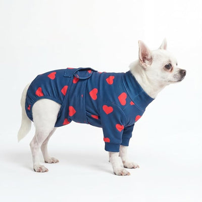 Spark Paws Dog Surgery Recovery Suit – Dog Recovery Suit After Surgery, Anti-Lick Dog Onesie, Abdominal Wound Protector, Soft Cone Alternative for Spay Neuter Male Female Pet Recovery - Hearts - S