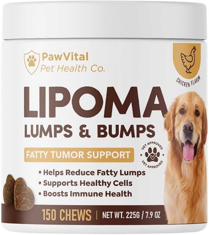 Lipoma Treatment for Dogs – Lumps & Bumps Support, Helps Reduce Fatty Tumors, Turkey Tail Mushroom Chews for Immune Health with L Carnitine, Chicken Flavor, 150 Soft Chews