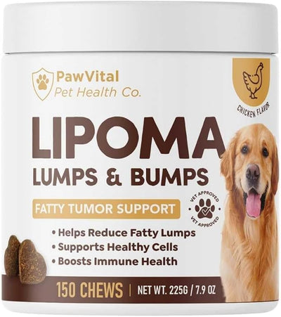Lipoma Treatment for Dogs – Lumps & Bumps Support, Helps Reduce Fatty Tumors, Turkey Tail Mushroom Chews for Immune Health with L Carnitine, Chicken Flavor, 150 Soft Chews