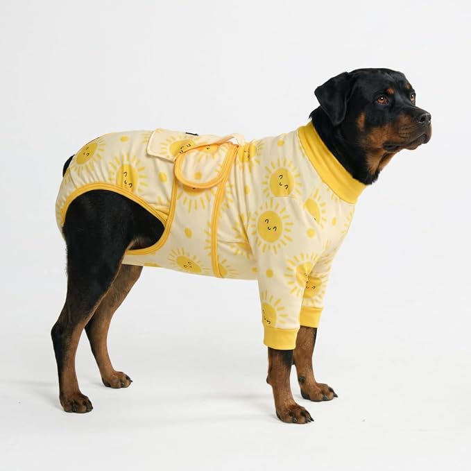 Spark Paws Dog Surgery Recovery Suit – Dog Recovery Suit After Surgery, Anti-Lick Dog Onesie, Abdominal Wound Protector, Soft Cone Alternative for Spay Neuter Male Female Pet Recovery - Sunshine - 5XL