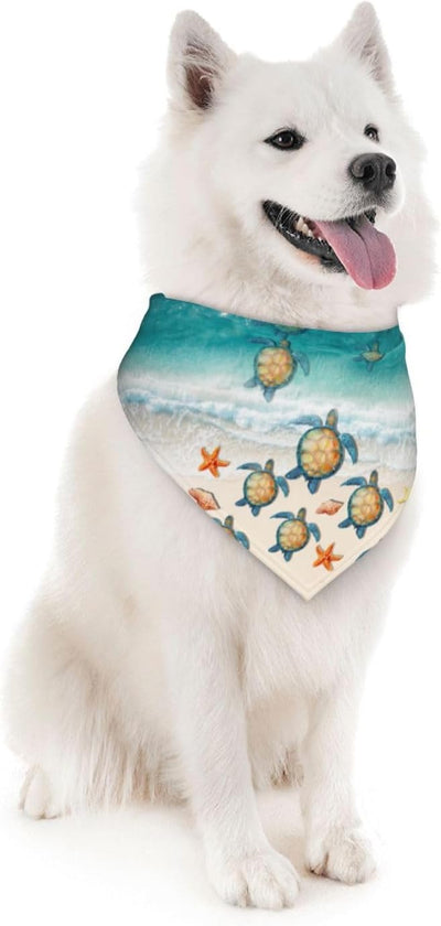 Beach Sea Turtle Starfish Seashell Ocean Dog Bandana Scarf Triangle Bibs Pet Accessories Cat Kerchief