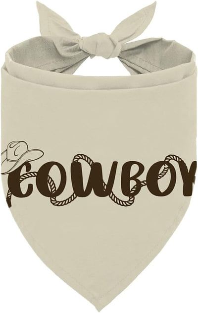 Cowboy Dog Bandana, Adjustable Pet Triangle Scarf for Western Theme Outfit Photo Accessory, Vintage Neckerchief for Small Medium Dogs