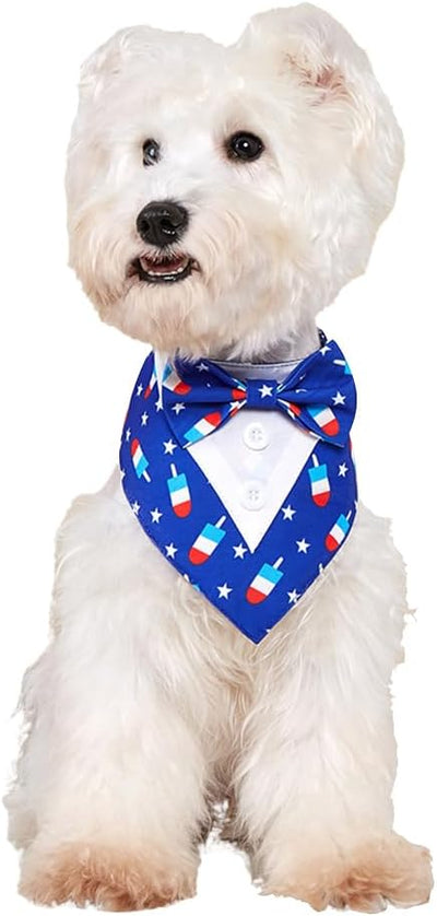 Dog Tuxedo, Adjustable Formal Wedding Outfit Bandana Dog Tux Collar with Bow Tie, Pet Birthday Valentines Outfit Cosplay(Large)