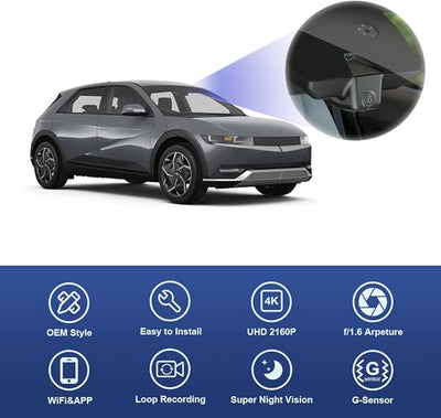 Fitcamx 4K Dash Cam Suitable for Hyundai IONIQ 5 2022-2024 (6 Vents) SE Standard Range SEL Limited, OEM Look, UHD 2160P Video, Built-in WiFi & APP, Loop Recording, G-Sensor, Plug & Play, 64GB Card