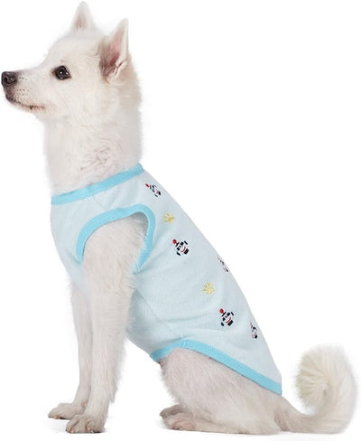 Blueberry Pet Pack of 2 Soft & Comfy Terry Cotton Pastel Blue Affection Sleep & Play Dog Pajamas & Tank Top T Shirt, Back Length 16", Clothes for Boy Dogs