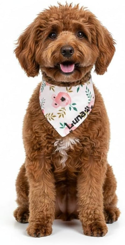 Embroidered Bandana,Floral Coral Pink, Summer Triangle Scarves, (Floral Coral Pink, Small)