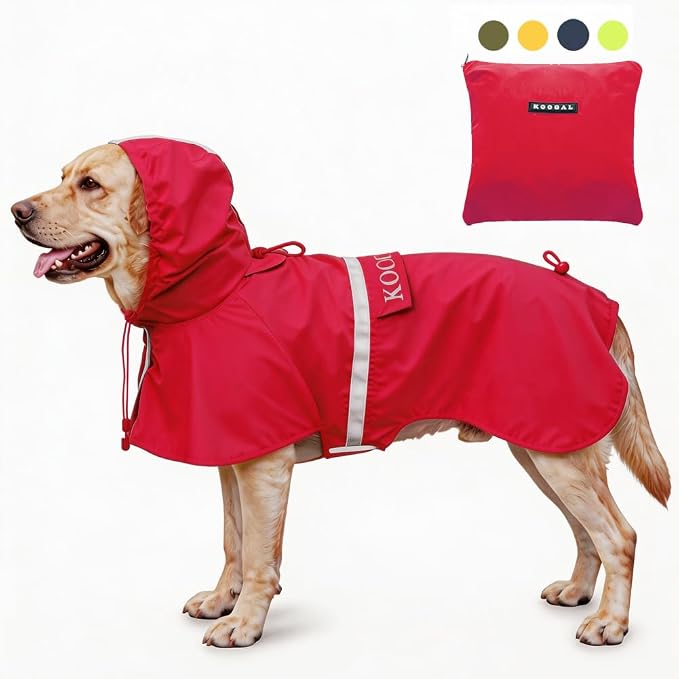 Pet Large Dog Raincoat Apparel Poncho Waterproof for Medium Large Sized,Pet Raincoats for Clothes Jacket,Dog Rain Jacket (Red,6XL)