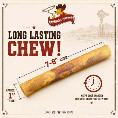 Cowdog Chews Rawhide Gourmet Meaty Rolls 7-8" (10 Count) – Premium Dog Treats with Savory Beef Filling, Long-Lasting Chew for Aggressive Chewers, High-Protein, Natural Ingredients